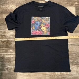 NWT Primark Navy Black Graphic T-Shirt with Colorful Print Size Medium